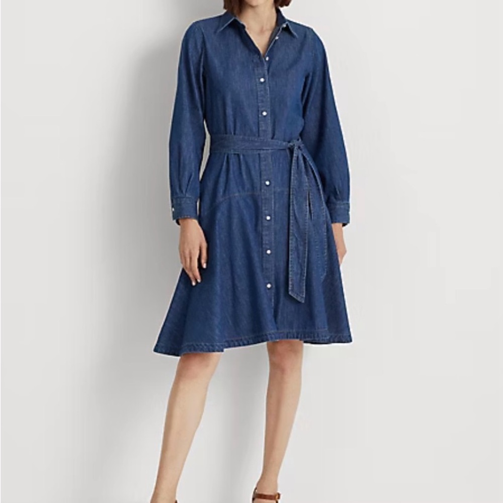 BELTED DENIM SHIRTDRESS by Lauren